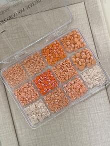 1組彩色不對稱混色陶瓷大小珍珠美甲裝飾，不脫落多色混搭美甲配件美甲飾品 - 彩色 - 查看 6