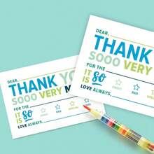 ThreeKin Collective Kids Fill-In-The-Blank Thank You Cards With White Envelopes, Double-Sided Postcards | Fun & Colorful Design For Birthday, Holiday And Other Occasions - Blue - View 4