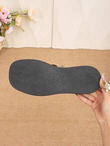 A Pair Khaki Monogram Double-Band Platform Slides, Slip-On Platform Slide Sandals,Casual Thick-Soled Sandals,Height-Increasing Platform Casual Slides - Camel - View 9