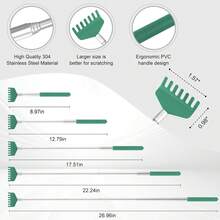 3 Packs 5-Section Telescoping Back Scratcher Set – Metal Portable Extendable Massager With Velvet Pouch, Stocking Stuffers For Men & Women, Birthday & Christmas Gift - A - View 3