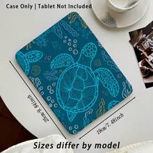 Sea Turtle Pattern Painted Effect Acrylic Crystal Tablet Protective Case, With Stand, Foldable Anti-Bending, Silicone Reinforced Corners, Auto Wake/Sleep Function, Built-In Pen Slot, Multi-Angle Foldable Stand, Perfect Daily Protection, Great Holiday Gift - Multicolor - View 2