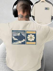 Camiseta de moda para hombre con diseño creativo de doble cara Ukiyo-e Print: Estilo Japonés con Personalidad Artística, adecuada para uso diario casual en casa o para actividades de fitne - Negro - Ver 6