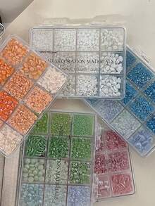 1組彩色不對稱混色陶瓷大小珍珠美甲裝飾，不脫落多色混搭美甲配件美甲飾品 - 彩色 - 查看 3