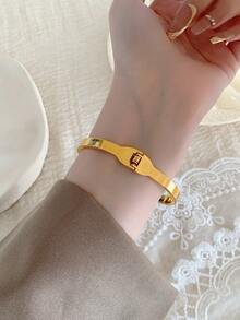 1 pieza Reloj de cuarzo con nudo de bambú cuadrado dorado/plateado, perfecto para uso diario, también un regalo perfecto para cumpleaños y Navidad - Dorado - Ver 5