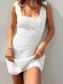 Plain Strapless Dress, Mid-Length, European Style, Fashionable Spring/Summer Women's Clothing - 白色 - 查看 5