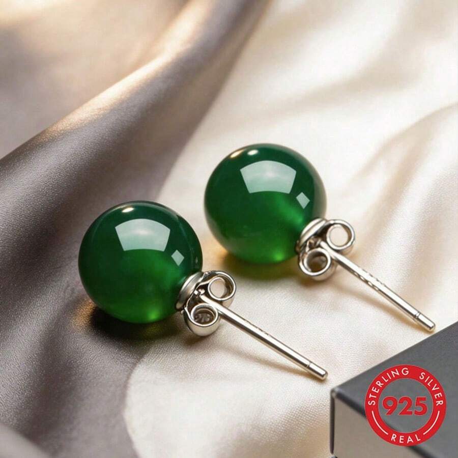 1 Đôi bông tai bạc nguyên chất tối giản đính đá xanh, bông tai đá quý tự nhiên, nhỏ nhắn, thanh lịch, thích hợp đeo hàng ngày, bạc sterling 925 không gây dị ứng, quà sinh nhật cho bạn gái/bạn thân, bông tai nhỏ kiểu Pháp, phù hợp đi làm, hẹn hò, du lịch.