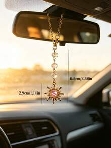 1 pièce Ornement suspendu de rétroviseur en alliage avec perles de cristal solaire, accessoire de décoration intérieure de voiture - A - Voir 5