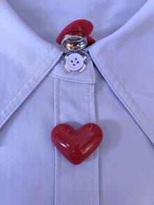 1PC/2PCS Elegant Heart Button Covers, Shirts Button Cover Clip On Button Covers Fashion Crystal Cufflinks Cover - Burgundy - View 1