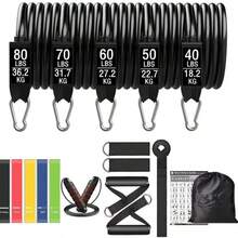 11pcs/Set Pull Rope, Resistance Bands, Portable Fitness Equipment, Ankle Strap, Chest Expander, Elastic Exercise Band - A - View 1