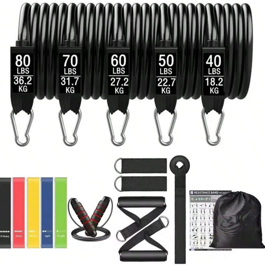 11pcs/Set Pull Rope, Resistance Bands, Portable Fitness Equipment, Ankle Strap, Chest Expander, Elastic Exercise Band - A - View 1