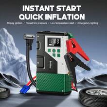 Arrancador portátil para coche con inflador de neumáticos integrado. Potenciador de batería para coche. Permite un arranque rápido del vehículo y un inflado rápido de los neumáticos. Equipado con puertos USB de entrada y salida y luz LED de emergencia, un práctico accesorio multiusos para el coche. - 1508 Amarillo (Versión mejorada con función de arranque e inflado único) - Ver 2