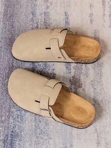 Wide Fit Men's Casual Slip-On Mule Shoes With Half-Covered Toe - Apricot - View 6