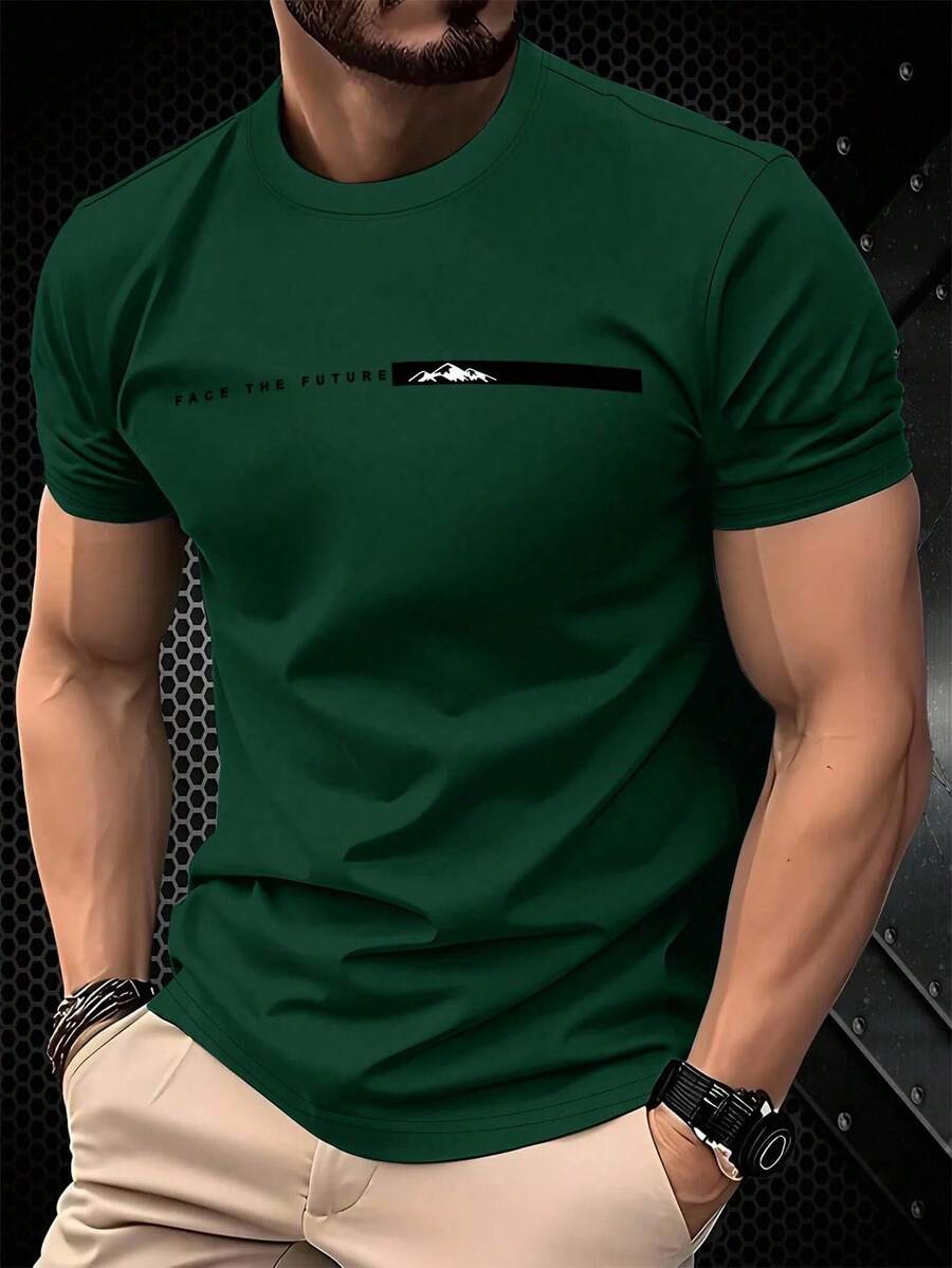 NEOREFINED Men's Slim Fit Casual Short Sleeve T-Shirt Set, Minimalist And Versatile Crew Neck T-Shirt Set - Hijau Tua 2 - View 1