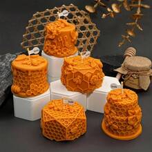 2 moldes de silicona para pilar de panal en 3D, para bricolaje, diseo de abejas y abejas en, para aromaterapia, velas de yeso, hecho a mano, decoracin del hogar molde de panal de abeja, 8 - Molde de panal-8 - Ver 5