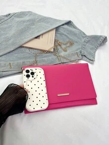Tas Amplop Warna Solid Desain Niche Fashion 2024, Tas Tangan Wanita Vintage - Hot Pink - View 3