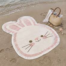 1pc Cute Rabbit Beach Towel, Soft Microfiber Absorbent Quick-Dry Beach Blanket, Sun Protection And Sand-Proof, Suitable For Use In Pool, Bathroom, Travel And Camping - Multicolor - View 1