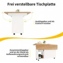 Kitchen Island, Modern Kitchen Island, Kitchen Cabinet, Removable Serving Trolley, Sideboard, Dining Trolley With Wood Grain, Sideboard, Multifunctional Dining Table With Storage Space, Black - White - View 8