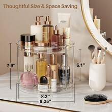 1 pezzo Scatola organizer da tavolo trasparente rotante multistrato per cosmetici, adatta per skincare, profumi, trucco, regalo di San Valentino, ideale per vacanze al mare, bagno, camera da letto e altre occasioni, grande capacità, essenziale per la casa, accessorio da cucina, accessorio da giardino - Multicolore - Visualizzare 6