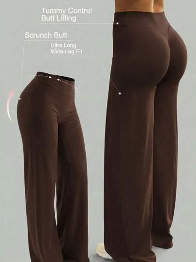 This Solid Color Yoga Wide-Leg Pants Are Comfortable And Slimming, Suitable For Running, Fitness, And Various Yoga Activities. Spring