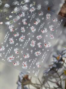 1片夢幻錦鯉魚錦緞水泡古風中文字花卉3D DIY美甲貼紙指甲貼花美甲貼 - 彩色 - 查看 3