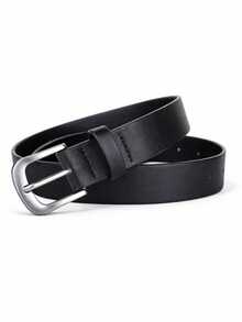 1 Women's Fashionable Casual Metal Pin Buckle PU Versatile Belt - Black - View 6