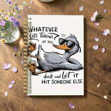 1PC A5 Fun Duck Spiral Notebook, Perfect For Travel Journaling, School And Office Use, Student Planner, Suitable For School, Diary, Work Notes, Art Writing, Back-To-School Notebook - Cool Duck - View 4