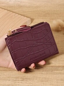 Burgundy Women's Minimalist Wallet, Zip Card Holder With Slots & Coin Pocket, Foldable Purse For Daily, Travel, Shopping, Perfect Gift - Burgundy - View 2