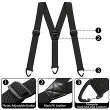 Tirantes ocultos para hombres, trabajo resistente debajo de la ropa con tirantes en la espalda en Y, 1,5 pulgadas con 3 bucles a presión - Marrón - Ver 2
