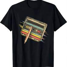 Camiseta Retro de los 80 con Estampado de Casete, Ropa para Mujer, Camisetas Casuales - Multicolor - Ver 1