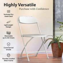 4 Or 10 Pack Folding Plastic Chairs For Weddings, Parties  Home Events - 10 Pack White - View 4