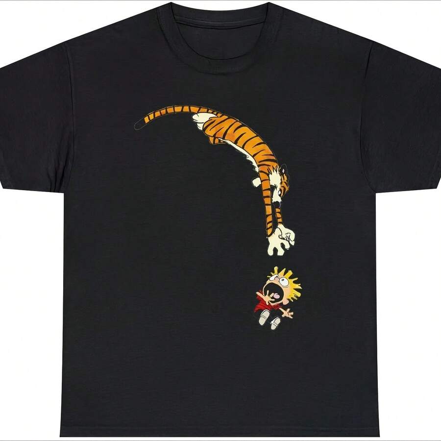 Calvin y Hobbes Comics Fan 90s Vintage divertida camiseta hombres mujeres Unisex cuello redondo manga corta Camiseta verano hombres camiseta - Multicolor - Ver 1