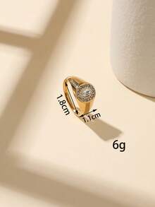 1/18pcs 304 Stainless Steel Vintage Heavy Rhinestone Inlaid Luxury Gold Ring Set, Multiple Styles Personalized Asymmetrical Geometric Heart Plain Band Stacking Combination Rings, Suitable For Women's Decoration Or Gift, Can Be Purchased Individually Or As A Set - Yellow Gold - View 32