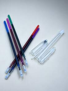 6pcs Water-Soluble Fabric Marker Refills Set, 5 Colors Washable Ink Refills + 1 Pen Barrel, Smooth Writing Temporary Fabric Marker Refills For Sewing, Embroidery, Cross Stitch, Quilting, Professional Sewing Tools For Tailors, Craft Enthusiasts And Beginners - Water-soluble Pen Refills for Cross-stitch - View 1