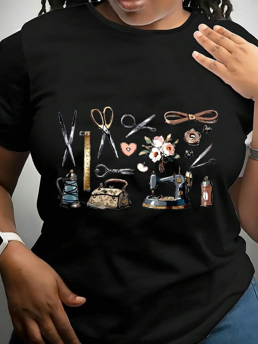 Talla - Talla - Nueva Camiseta de Manga Corta y Cuello Redondo 2025 con un Diseño Estampado Versátil, Hecha de un Tejido Microelástico Relajado en un Estilo INS de Moda 7AL0 - Blanco - Ver 1