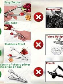 1pc Stainless Steel Cherry/Olive Seed Remover, Jujube Pitting Tool, Multi-Function Kitchen Hand Tool, Olive Seed Remover - Multicolor - View 4