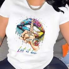 Women's Comfortable Round Neck Casual Cotton Blend Short Sleeve T-Shirt Soft Breathable Top Women's Clothing Summer Spring Streetwear - 黑 - 查看 2