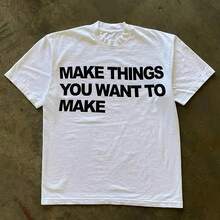 Harajuku Kawaii Cotton T-Shirt For Women, Short Sleeve Tee, Loose Casual Wear, Oversized Gothic T-Shirt With Funny Letter Print For Men - 彩色 - 查看 1