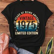 Short-Sleeved T-Shirt With Round Neck, Casual Top, Women's Summer And Spring Clothing, Fun Vintage Birthday Gifts, Retro Print From The Years - 彩色 - 查看 1