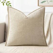 1pc Soft & Comfortable Beige Sherpa Pillow Cover With Sewn Edges, Suitable For Sofa And Bed, Spring/Summer - Beige - View 7