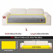 1Pc Embroidered Sherpa Sofa Cover, Soft Plush Couch Protector, Non-Slip & Washable Furniture Slipcover For Living Roomfor 1/2/3/4-Seater Sofa - Grey - View 13