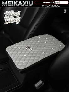 MEIKAXIU 1pc Bling-Bling Diamond Inlaid PU Faux  Crown Comfortable Soft New Car Armrest Pad Universal For Men And Women, All Seasons - one-size - View 8
