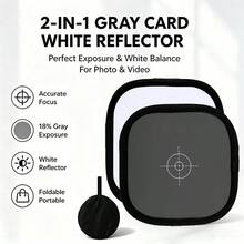 12x12 Inch(30*30cm) 2 In 1 Double‑Sided 18% Gray White Balance Card Foldable Photography Reference Reflector With Carry Bag For DSLR Camera Calibration - View 2