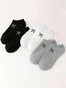 1/15/30雙女款蝴蝶結船襪，時尚簡約透氣船襪，適合日常出遊與辦公室穿著，四季皆宜 - 彩色 - 查看 3