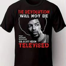 Camiseta Gill-Herrin Malcolm X con estampado gráfico 'La Revolución No Se Transmitirá por Televisión', Camiseta de manga corta Oz, Camiseta de música y justicia social - Multicolor - Ver 1