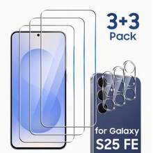 6入 (3+3) 相容於 Galaxy A37/A57/S24/S24 Plus/S24 Ultra/S25/S25 Plus/S25 Ultra/S26/S26 Plus/S26 Ultra 高畫質透明鋼化玻璃螢幕保護貼 3入 + 3D 絲網印刷高畫質鋼化玻璃相機鏡頭保護貼 3入,9H 鋼化玻璃,支援指紋解鎖,高畫質透明相容保護殼 耐刮防摔,易於安裝,耐刮耐磨,螢幕保護貼,鏡頭保護貼 - 無色 - 查看 6