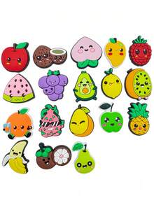18PCS Cute Fruit Shoe Charms: Non-Repeating Fun Fruit Designs, Durable PVC, Easy To Install. Perfect For Clogs, Great Gifts For Any Occasion. - Multicolor - View 3