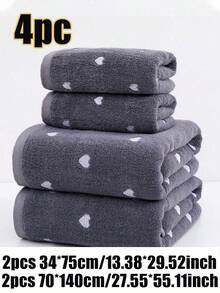 1pc/2pcs/4pcs Red Heart Embroidered Couple Towels, Small Bath Towels, Valentine's Day Gift, Soft And Absorbent, No Shedding, Face And Bath Towel Dual Use, Personalized Adult Towel Set, Suitable For Home, Pool And Daily Use - Gray - View 17