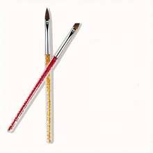 7PCS Nail Art Brush Set With Sparkly Crystal Handles, Detailer, Flat, Fan And Sculpting Brushes For Painting, Detailing, Blending And Creating Intricate Nail Art Designs - Multicolor - View 3