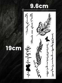 2pcs Sketch Style Line Tattoo Stickers, Suitable For Arms, Back And Spine, Non-Reflective, Realistic Tattoo Effect, Lasts 3-5 Days, Suitable For Daily Wear - Black - View 4