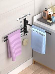 1 buah Rak Handuk Tanpa Bor, Rak Penyimpanan Toilet yang Dipasang di Dinding, Rak Handuk Kamar Mandi, Rak Penyimpanan Kamar Mandi, Cocok untuk Dapur, Kamar Mandi, Toilet, Dekorasi Kamar Mandi - Hitam - View 11